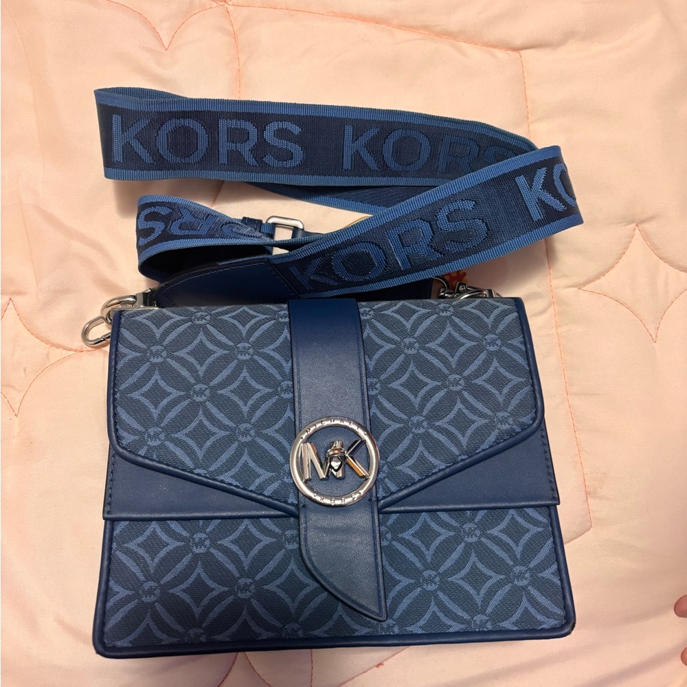 Michael Kors Navy Patterned Crossbody Bag